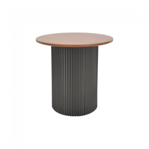 Βοηθητικό τραπέζι Dovel pakoworld mdf σε καρυδί-μαύρη απόχρωση Φ50x45εκ