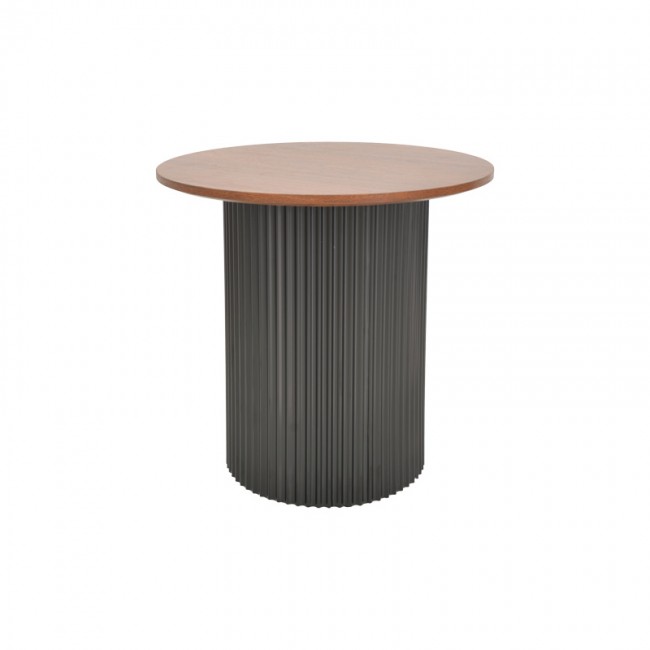 Βοηθητικό τραπέζι Dovel pakoworld mdf σε καρυδί-μαύρη απόχρωση Φ50x45εκ