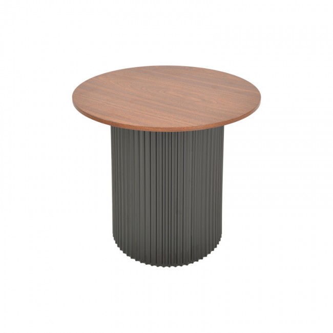 Βοηθητικό τραπέζι Dovel pakoworld mdf σε καρυδί-μαύρη απόχρωση Φ50x45εκ