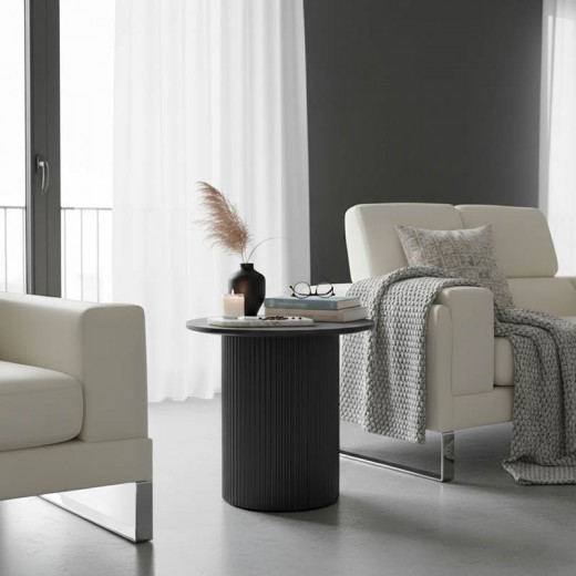 Βοηθητικό τραπέζι Dovel pakoworld mdf σε μαύρη απόχρωση Φ50x45εκ