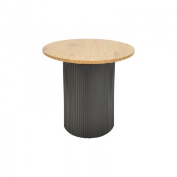 Βοηθητικό τραπέζι Dovel pakoworld mdf σε sonoma -μαύρη απόχρωση Φ50x45εκ