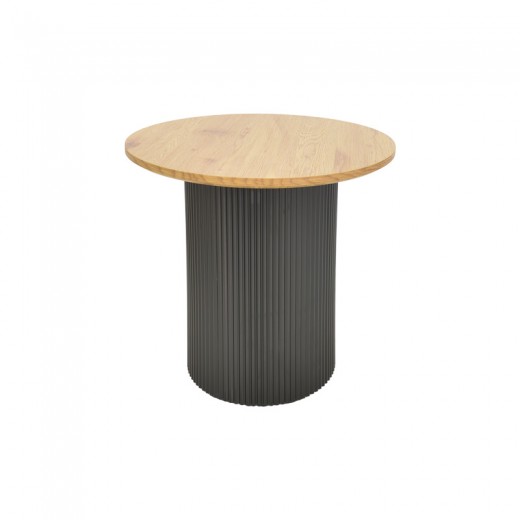 Βοηθητικό τραπέζι Dovel pakoworld mdf σε sonoma -μαύρη απόχρωση Φ50x45εκ