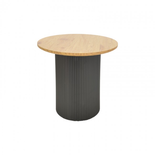 Βοηθητικό τραπέζι Dovel pakoworld mdf σε sonoma -μαύρη απόχρωση Φ50x45εκ