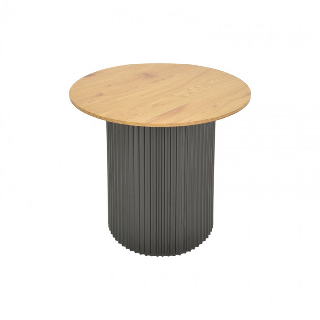 Βοηθητικό τραπέζι Dovel pakoworld mdf σε sonoma -μαύρη απόχρωση Φ50x45εκ