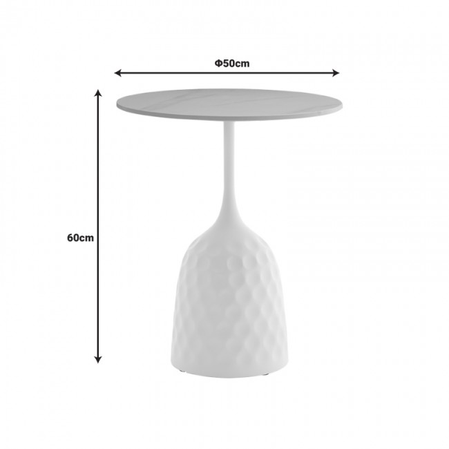Βοηθητικό τραπέζι Kousien Inart μαύρο sintered stone Φ50x60εκ