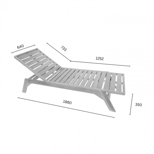 Ξαπλώστρα Melop pakoworld teak ξύλο σε φυσική απόχρωση 200x70x35εκ