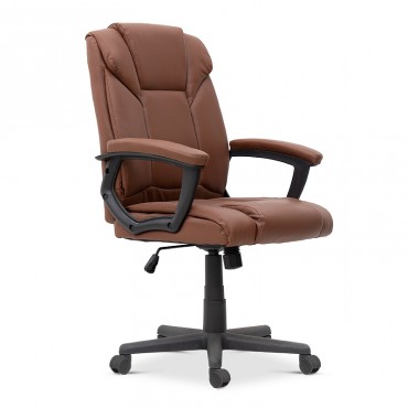 Καρέκλα διευθυντή από τεχνόδερμα χρώμα καφέ 63x66x98/109εκ.