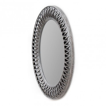 Καθρέφτης τοίχου οβάλ πλαστικός χρώμα silver/bronze 61x5x76εκ.