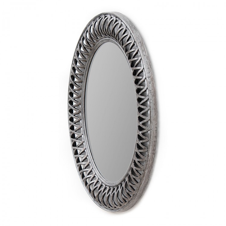 Καθρέφτης τοίχου οβάλ πλαστικός χρώμα silver/bronze 61x5x76εκ.