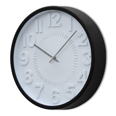 Ρολόι τοίχου στρογγυλό πλαστικό χρώμα μαύρο Φ41εκ.