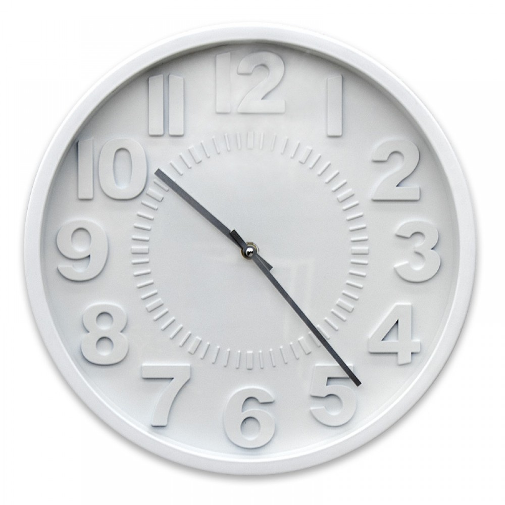 Ρολόι τοίχου στρογγυλό πλαστικό χρώμα λευκό Φ41εκ.