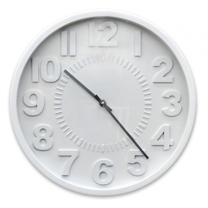 Ρολόι τοίχου στρογγυλό πλαστικό χρώμα λευκό Φ41εκ.