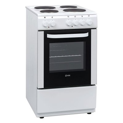 Κουζίνα ηλεκτρική Vox EHB 500 σε χρώμα λευκό με μαύρο τζάμι 85x50x60εκ.