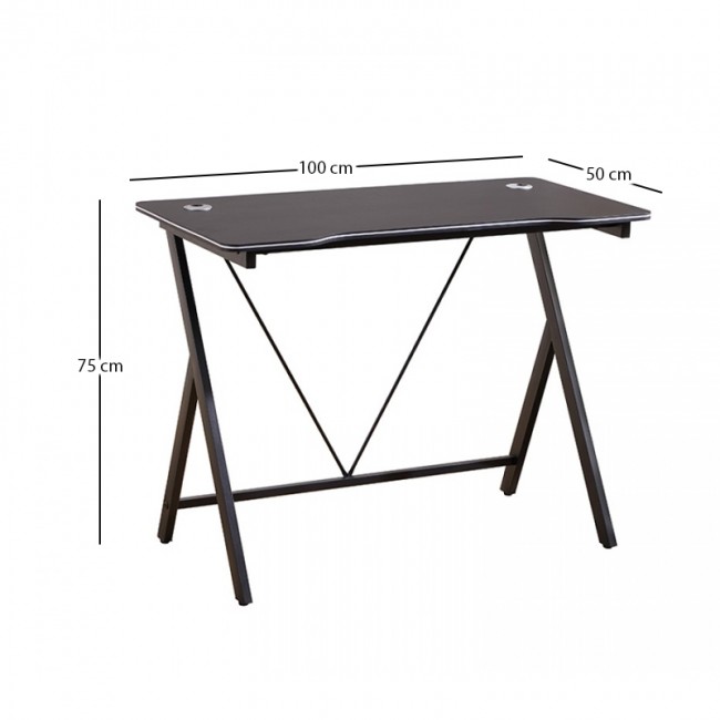 ΓΡΑΦΕΙΟ 100X50X75εκ.ΜΑΥΡΟ MDF/ΜΑΥΡΟ ΜΕΤΑΛΛΙΚΟ