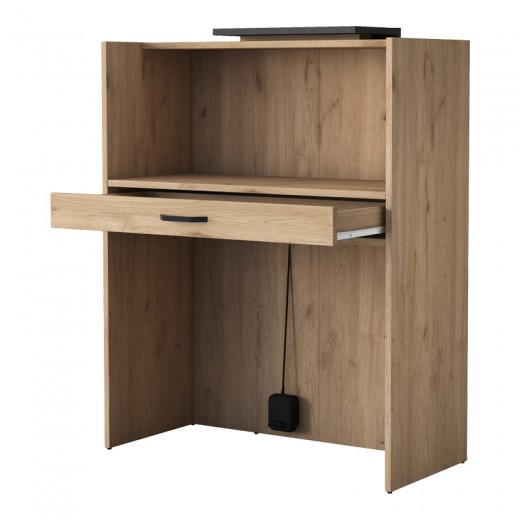 Γραφείο reception Zowel pakoworld μελαμίνης φυσικό-ανθρακί 90x40x110εκ