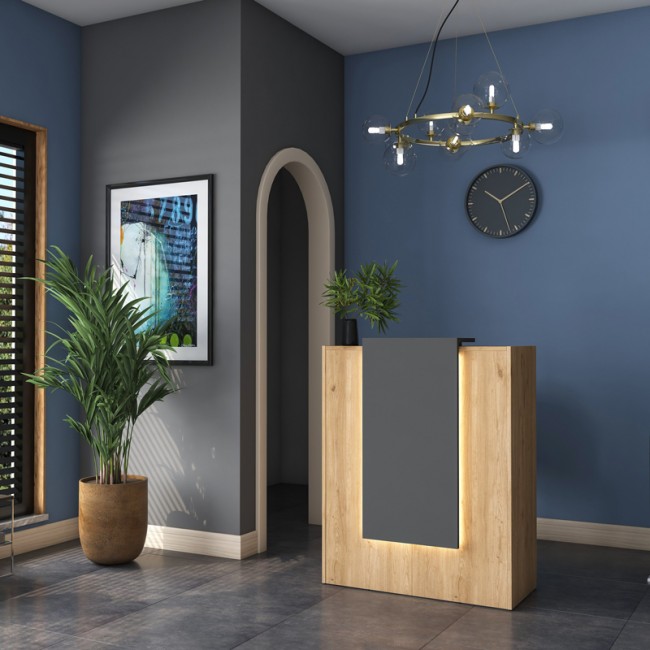 Γραφείο reception Zowel pakoworld μελαμίνης φυσικό-ανθρακί 90x40x110εκ