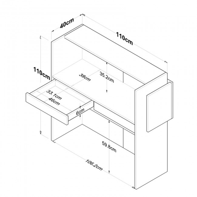 Γραφείο reception Triana pakoworld μελαμίνης λευκό-ανθρακί 110x40x110εκ