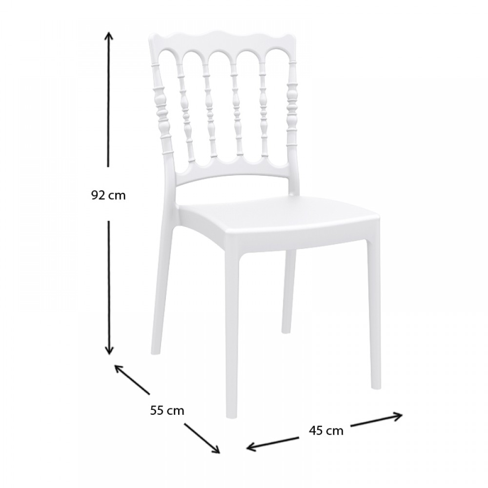 Καρέκλα πολυπροπυλενίου σε λευκό χρώμα 45x55x92 εκ. NAPOLEON SIESTA