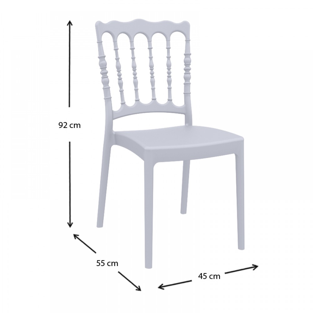 Καρέκλα πολυπροπυλενίου σε silver γκρι χρώμα 45x55x92 εκ. NAPOLEON SIESTA
