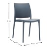 Καρέκλα πολυπροπυλενίου σε σκούρο γκρι χρώμα 44x50x81 εκ. MAYA SIESTA