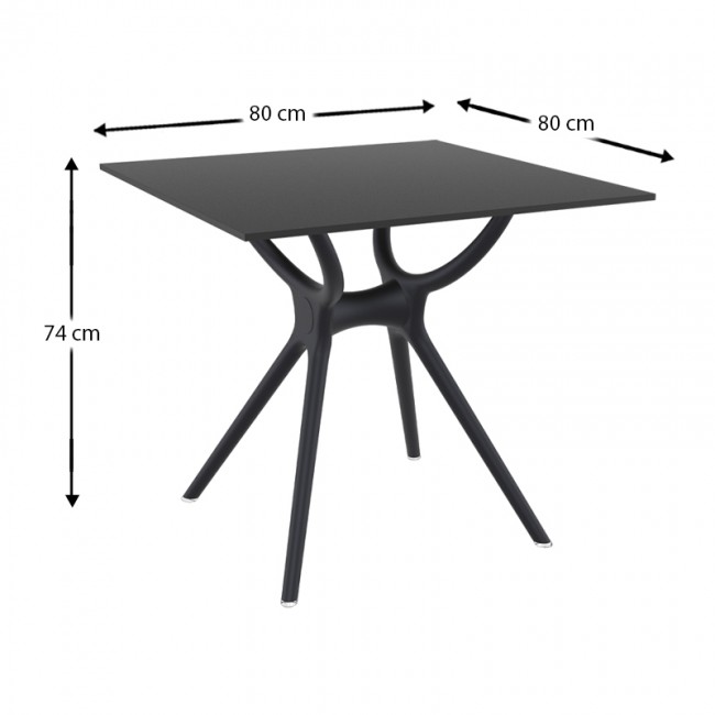 ΑΙΡ ΤΡΑΠΕΖΙ 80Χ80εκ. BLACK LAMINATE 12mm - 20.0182
