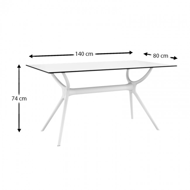 ΑΙΡ ΤΡΑΠΕΖΙ 140Χ80εκ. WHITE LAMINATE 12mm - 20.0183