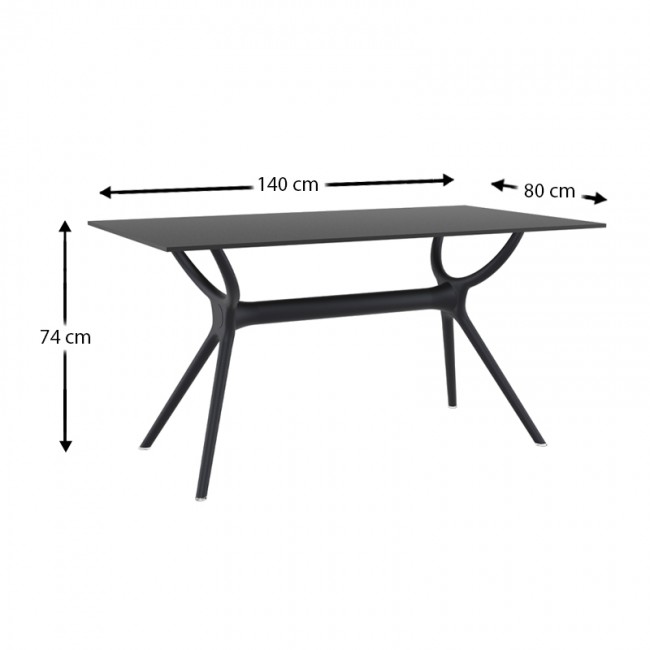 ΑΙΡ ΤΡΑΠΕΖΙ 140Χ80εκ. BLACK LAMINATE 12mm - 20.0184