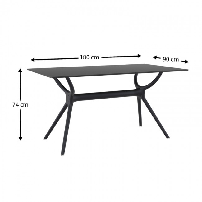ΑΙΡ ΤΡΑΠΕΖΙ 180Χ90εκ. BLACK LAMINATE 12mm - 20.0186
