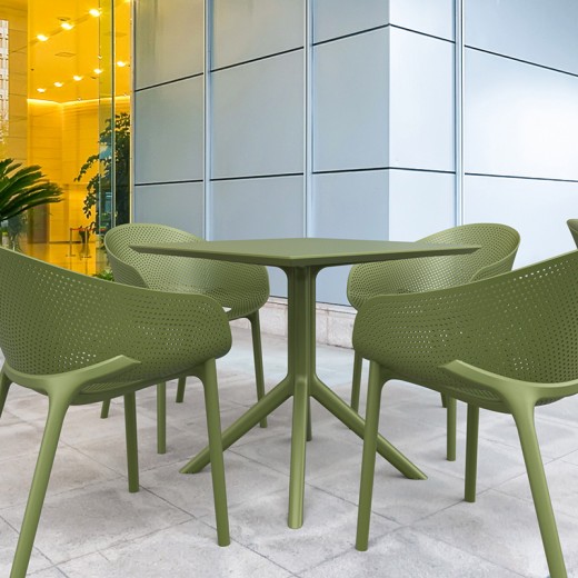 ΣΚΑΙ ΤΡΑΠΕΖΙ 80X80X74εκ. OLIVE GREEN ΠΟΛ/ΝΙΟΥ - 20.0248