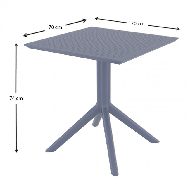 ΣΚΑΙ ΤΡΑΠΕΖΙ 70X70X74εκ. DARK GREY ΠΟΛ/ΝΙΟΥ - 20.0250