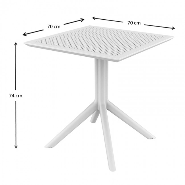 ΣΚΑΙ ΤΡΑΠΕΖΙ 70X70X74εκ. WHITE ΠΟΛ/ΝΙΟΥ - 20.0252