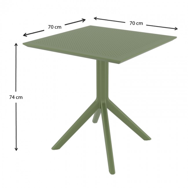 ΣΚΑΙ ΤΡΑΠΕΖΙ 70X70X74εκ. OLIVE GREEN ΠΟΛ/ΝΙΟΥ - 20.0253