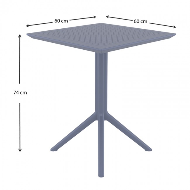 ΣΚΑΙ ΤΡΑΠΕΖΙ ΠΤΥΣ/ΝΟ 60Χ60X74εκ. DARK GREY ΠΟΛ/ΝΙΟΥ - 20.0282
