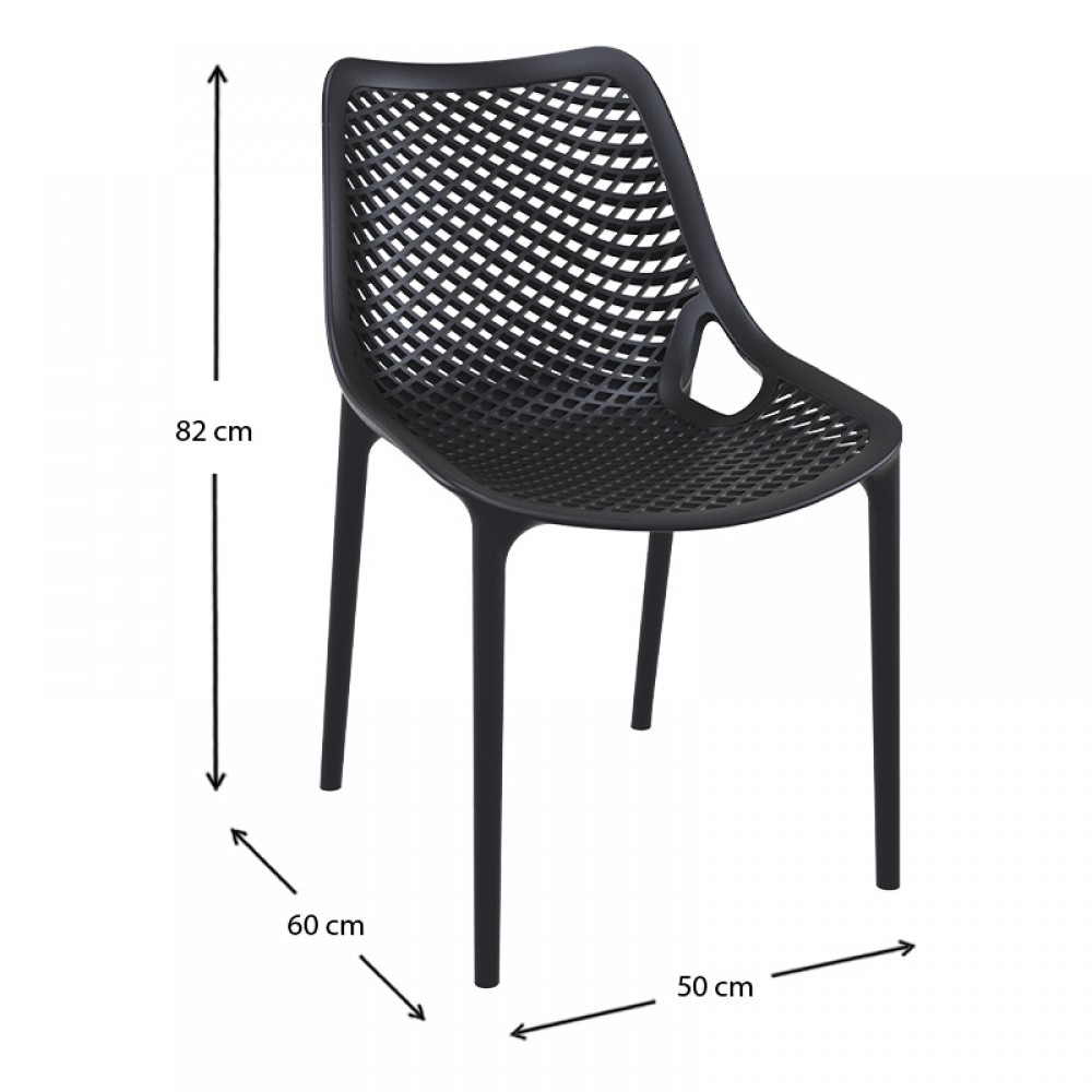 Καρέκλα πολυπροπυλενίου σε μαύρο χρώμα 50x60x82 εκ. AIR SIESTA