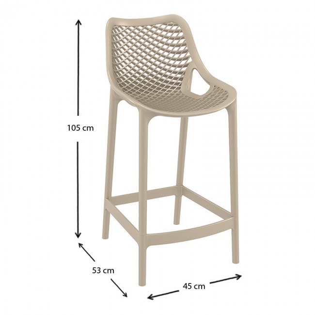 Σκαμπώ μπαρ πολυπροπυλενίου σε dove grey χρώμα 45x53x105 εκ. AIR BAR 75 SIESTA