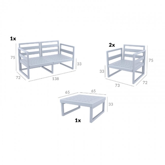MYKONOS SET 2ΘΕΣ.TAUPE/ΜΑΞ. DARK GREY(2ΘΕΣ.+2ΠΟΛ.+ΤΡΑΠ 65εκ.)