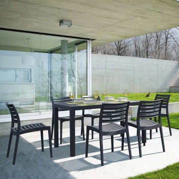Τραπέζι κήπου πολυπροπυλενίου 140x80x75εκ. χρώμα σκούρο γκρί ARES SIESTA