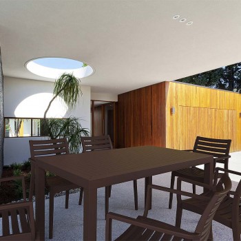 Τραπέζι κήπου πολυπροπυλενίου 140x80x75εκ. χρώμα καφέ ARES SIESTA