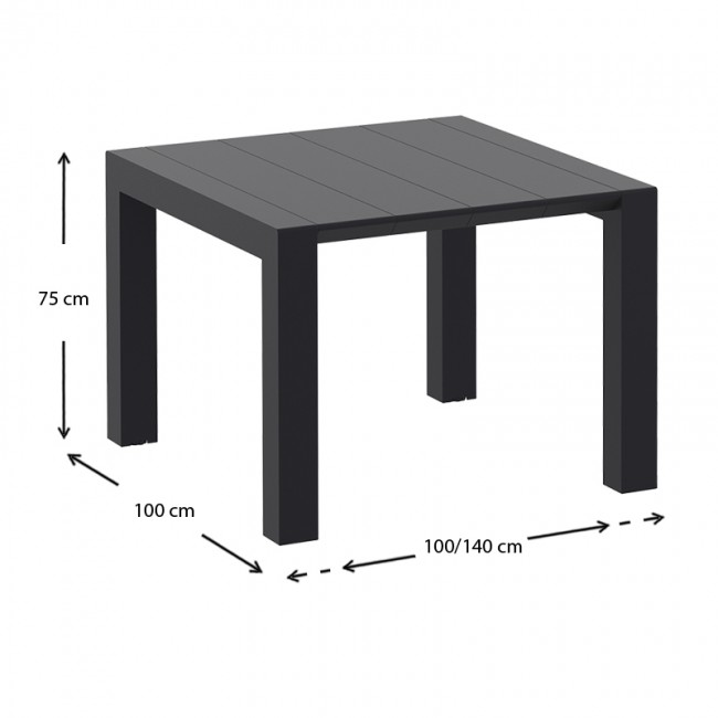 ΒΕΓΚΑΣ BLACK 100X100/140εκ. ΕΠΕΚΤ.ΤΡΑΠΕΖΙ ΠΟΛ/ΝΙΟΥ - 20.0572
