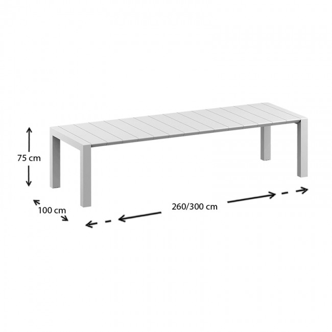 ΒΕΓΚΑΣ WHITE 100X260/300εκ. ΕΠΕΚΤ.ΤΡΑΠΕΖΙ ΠΟΛ/ΝΙΟΥ - 20.0579
