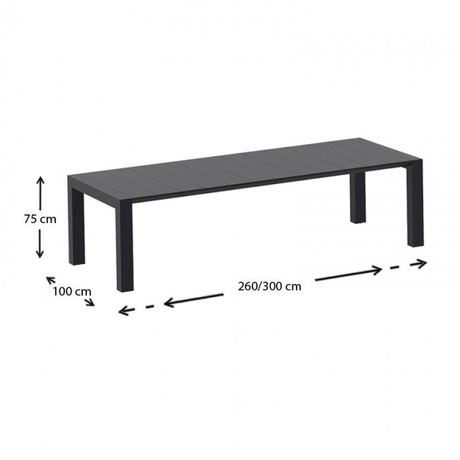 ΒΕΓΚΑΣ BLACK 100X260/300εκ. ΕΠΕΚΤ.ΤΡΑΠΕΖΙ ΠΟΛ/ΝΙΟΥ - 20.0580