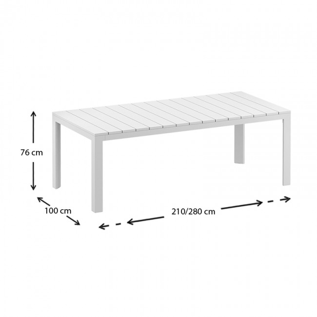 ATLANTIC WHITE 100X210/280Χ76εκ. ΕΠΕΚΤ.ΤΡΑΠΕΖΙ ΠΟΛ/ΝΙΟΥ