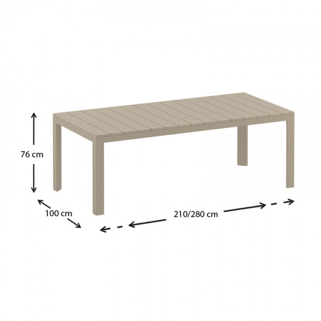 ATLANTIC TAUPE 100X210/280Χ76εκ. ΕΠΕΚΤ.ΤΡΑΠΕΖΙ ΠΟΛ/ΝΙΟΥ