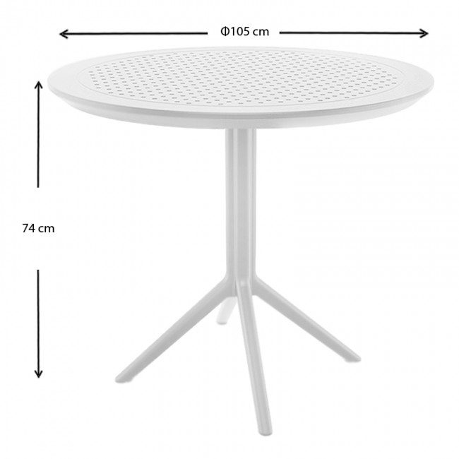 SKY WHITE Φ105X74εκ. ΤΡΑΠΕΖΙ ΠΟΛ/ΝΙΟΥ