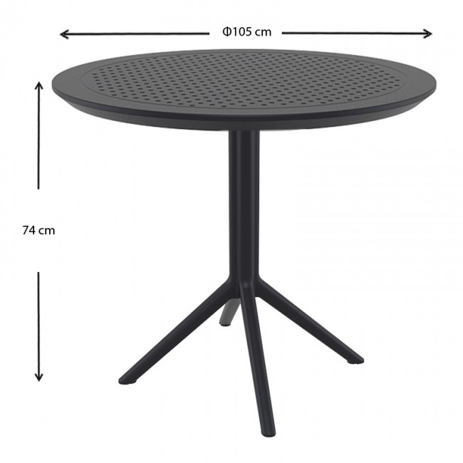 SKY BLACK Φ105X74εκ. ΤΡΑΠΕΖΙ ΠΟΛ/ΝΙΟΥ