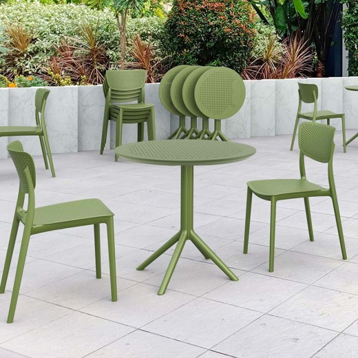 SKY OLIVE GREEN Φ105X74εκ. ΤΡΑΠΕΖΙ ΠΟΛ/ΝΙΟΥ