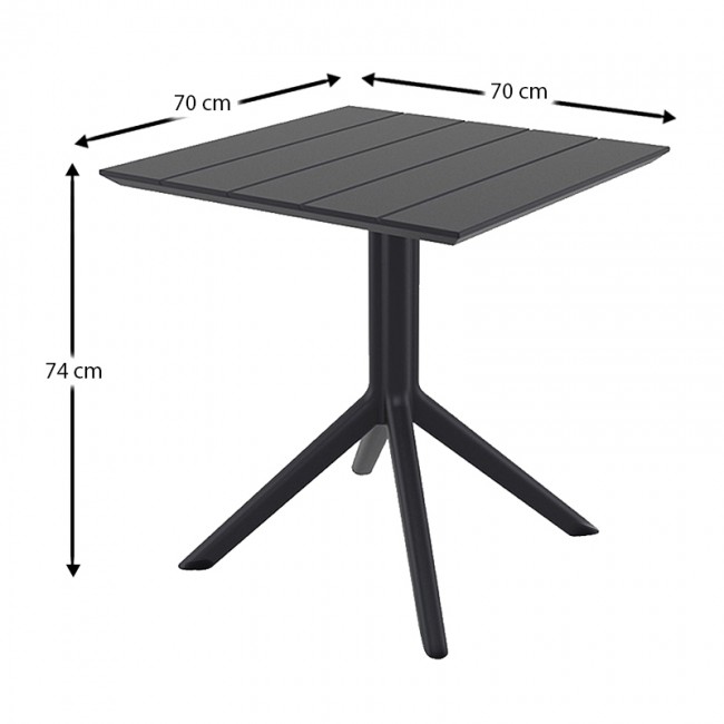 PARIS BLACK 70X70X74εκ. ΤΡΑΠΕΖΙ ΠΟΛ/ΝΙΟΥ