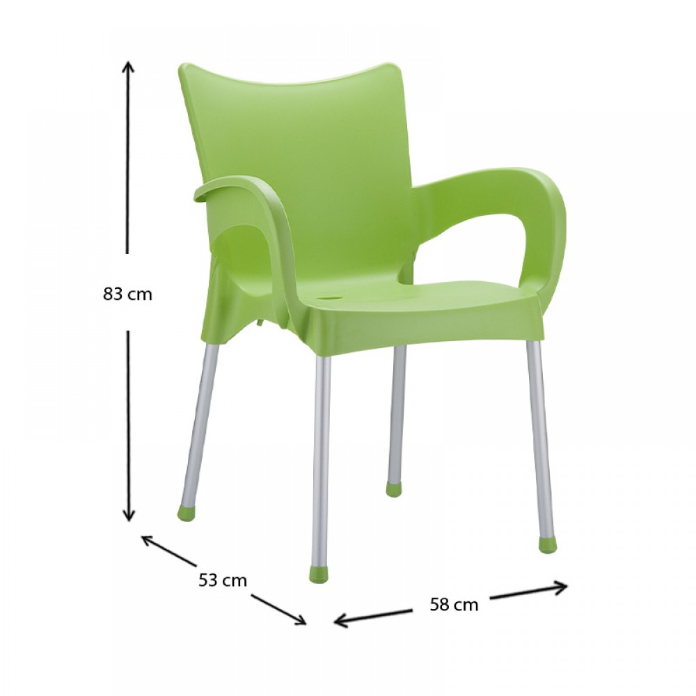 Πολυθρόνα πολυπροπυλενίου σε ανοιχτό πράσινο χρώμα 58x53x83 εκ. ROMEO SIESTA