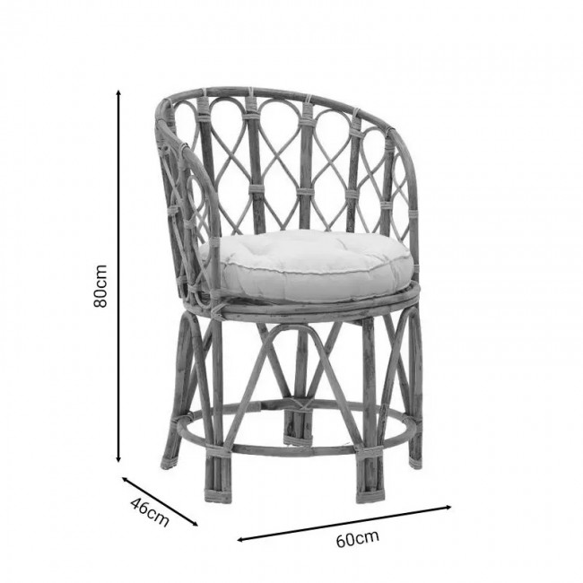 Πολυθρόνα Rostan Inart φυσικό rattan με μαξιλάρι 51x50x80εκ