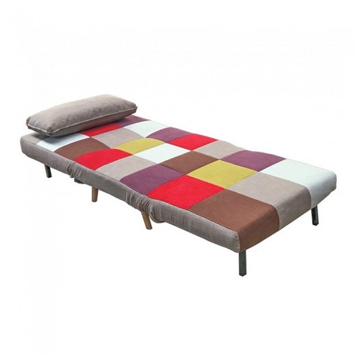 Πολυθρόνα Sara με επένδυση από ύφασμα patchwork 80x89x88εκ